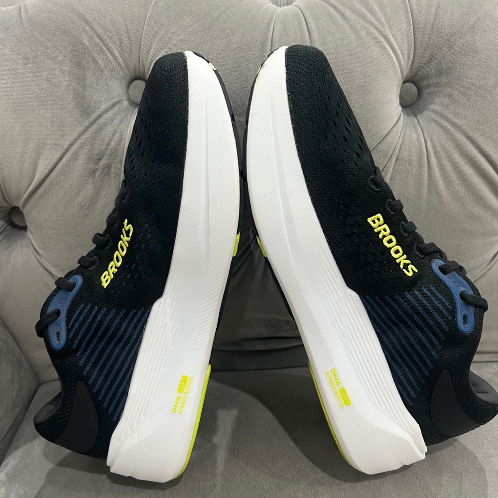 Brooks Ghost Max 3 Running Shoes Mens 12 Black/Navy/Acid Lime Athletic Sneakers - Picture 2 of 11